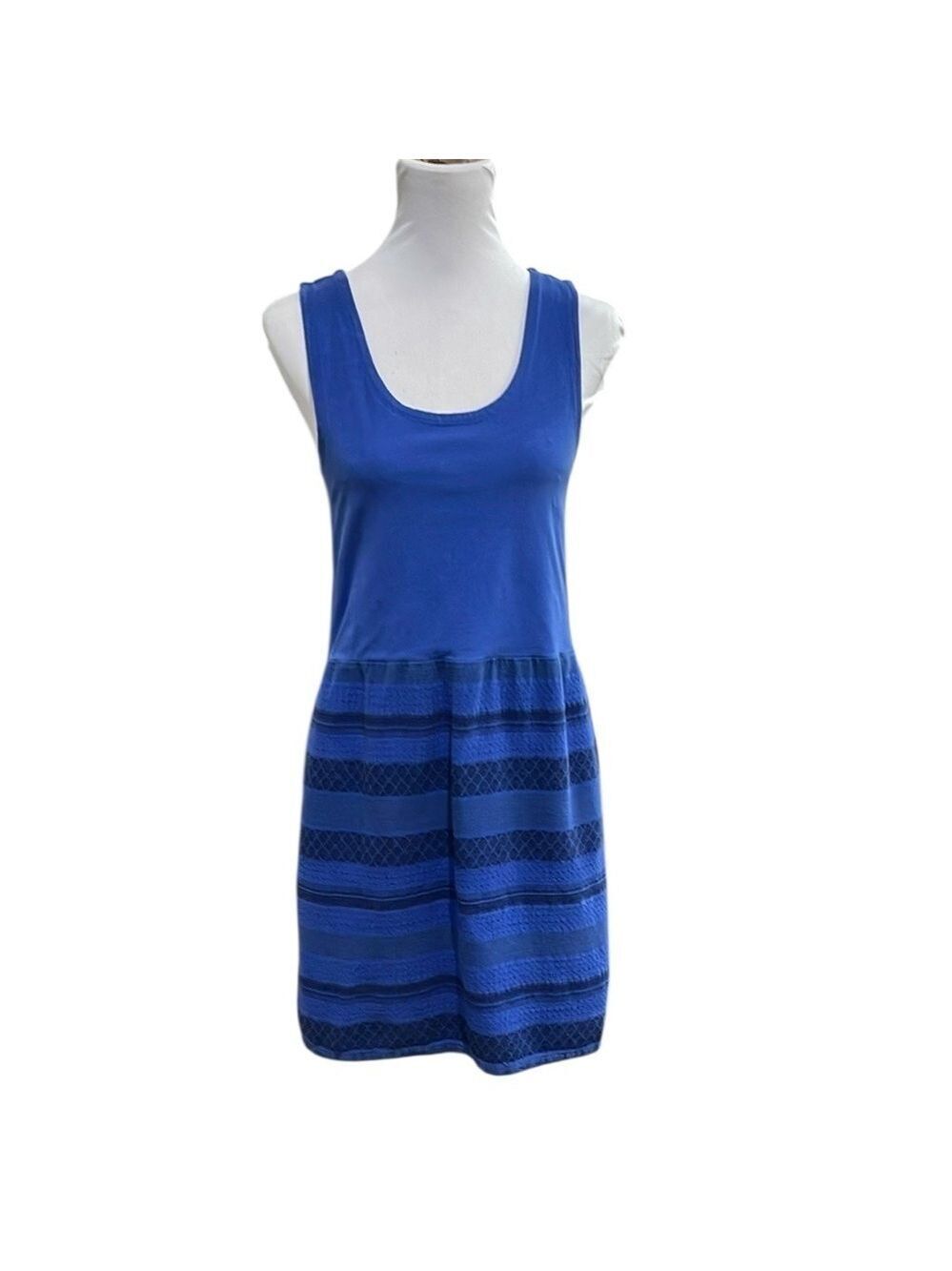 Yerse Textured Knit Mini Tank Dress SZ S Blue